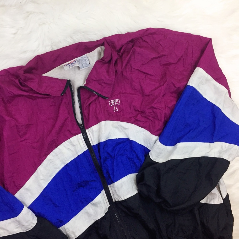 Vintage Windbreaker Plus Size Pink Blue Black